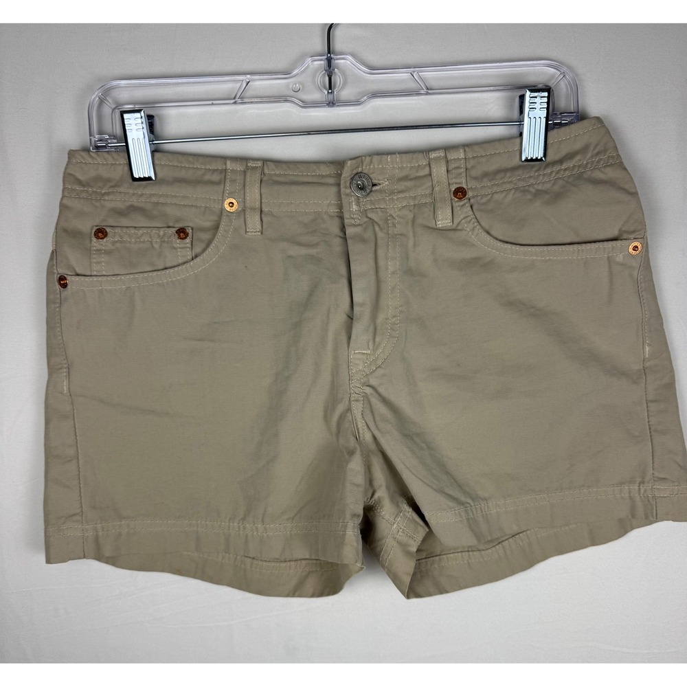 Lucky Brand Dungarees Khaki Shorts Womens 8 29 Tan Cotton Made in USA F91H021